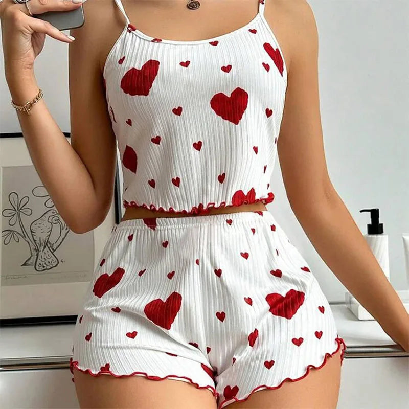 Heart Print Pajama Set