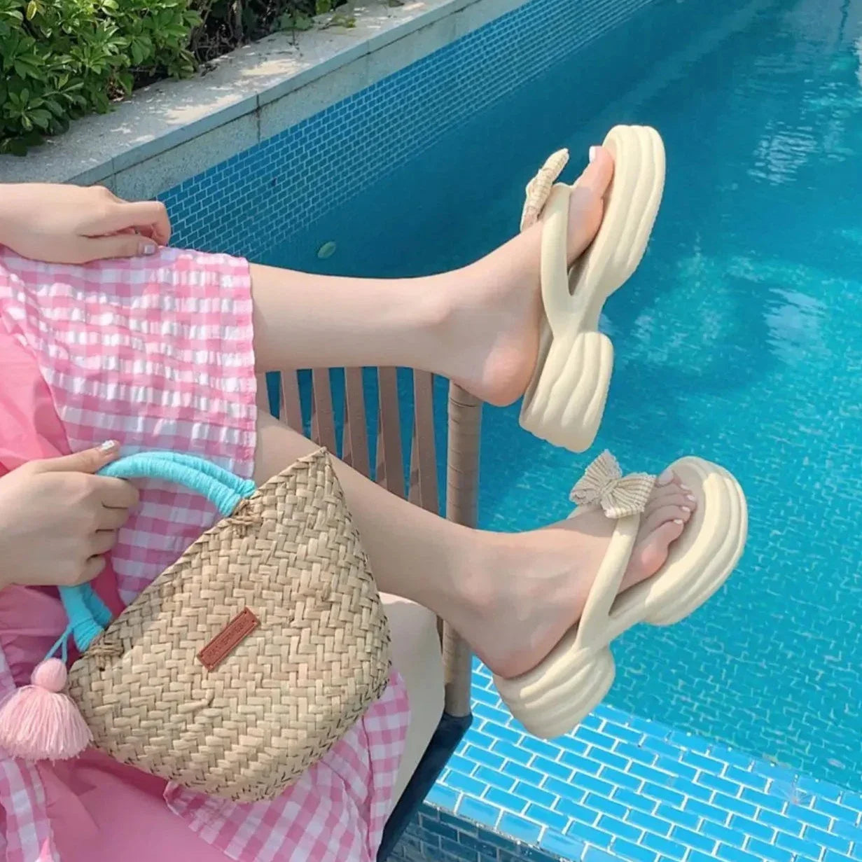 Bow Detail Block Heel Sandals