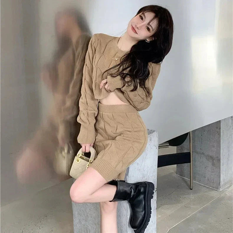 Twist Knit Sweater & Skirt Set