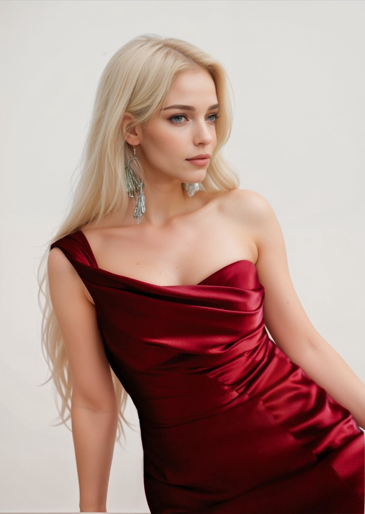 One-Shoulder Pleated Mermaid Satin Gown