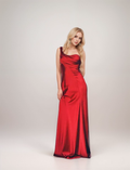 One-Shoulder Pleated Mermaid Satin Gown