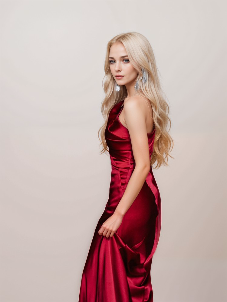 One-Shoulder Pleated Mermaid Satin Gown