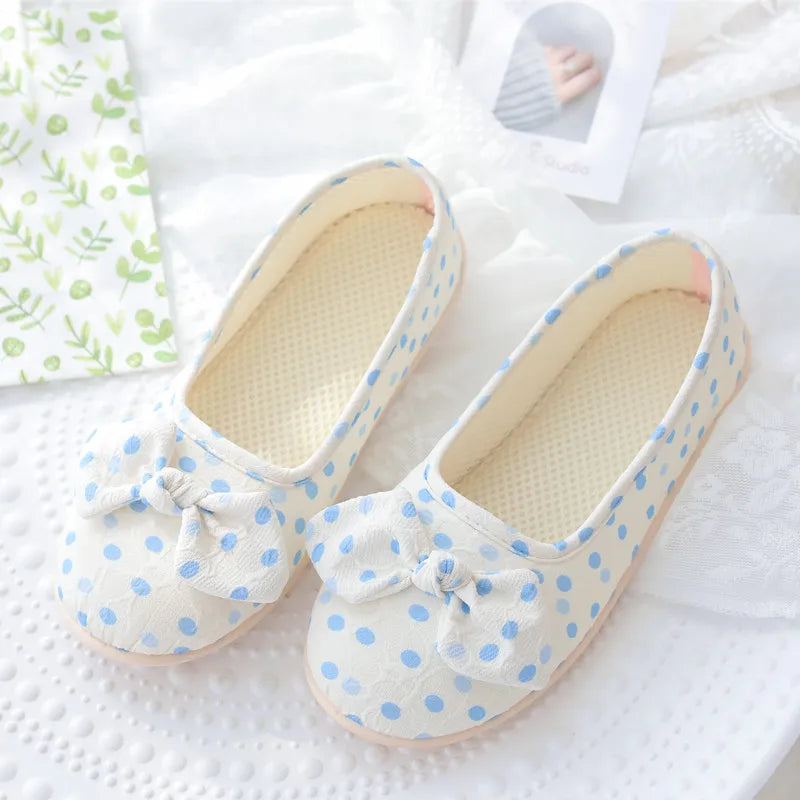 Polka Dot Cotton Slippers