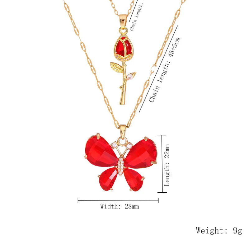 Butterfly Rose Necklace