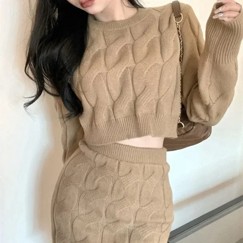 Twist Knit Sweater & Skirt Set