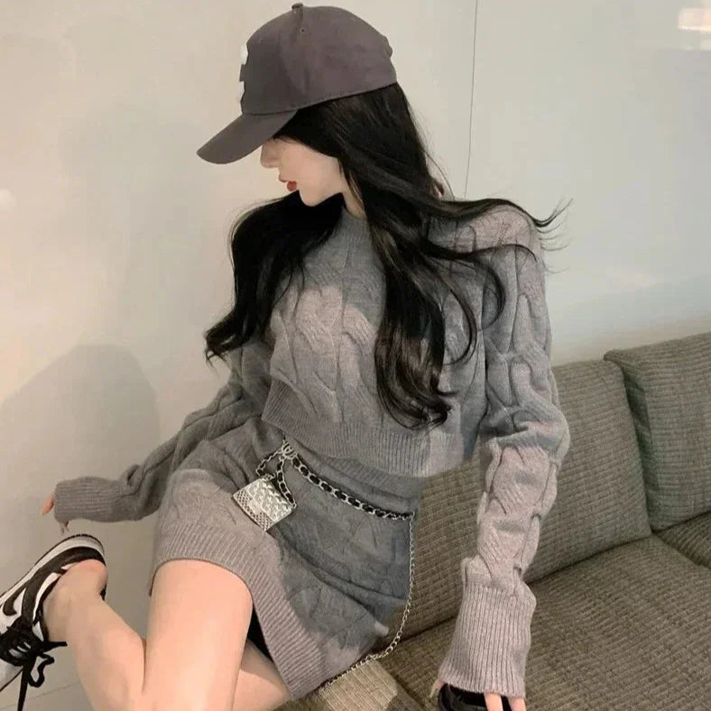 Twist Knit Sweater & Skirt Set