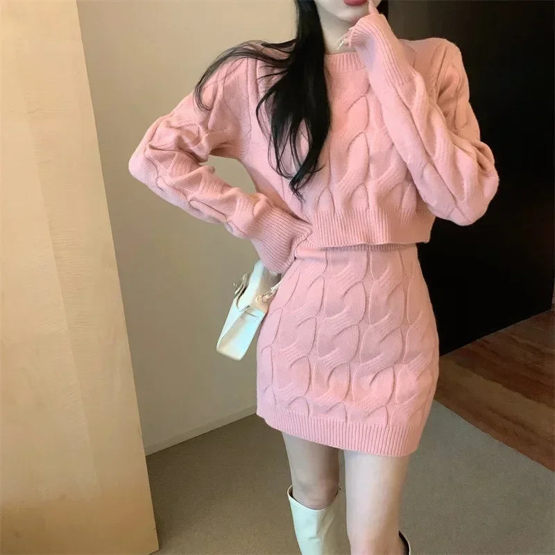 Twist Knit Sweater & Skirt Set