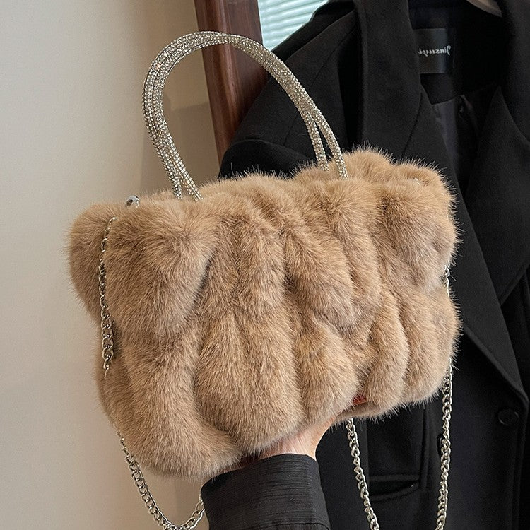 Women's Cloud-Shaped Plush Mini Handbag – Faux Fur Novelty Bag