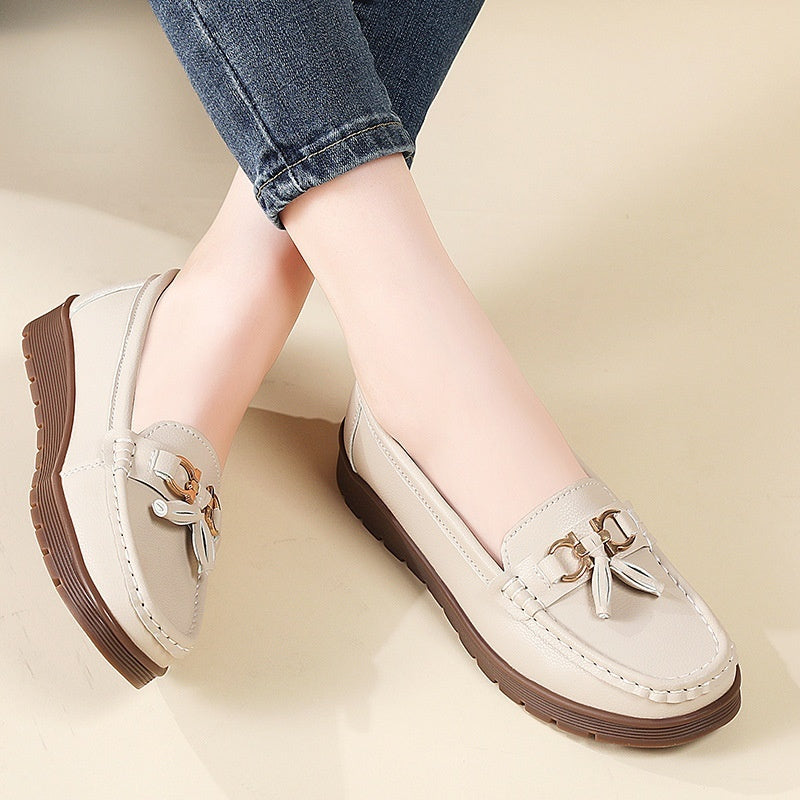 Women's Plus-Size Suede Flat Moccasin Loafers | Slip-On Tassel Shoes