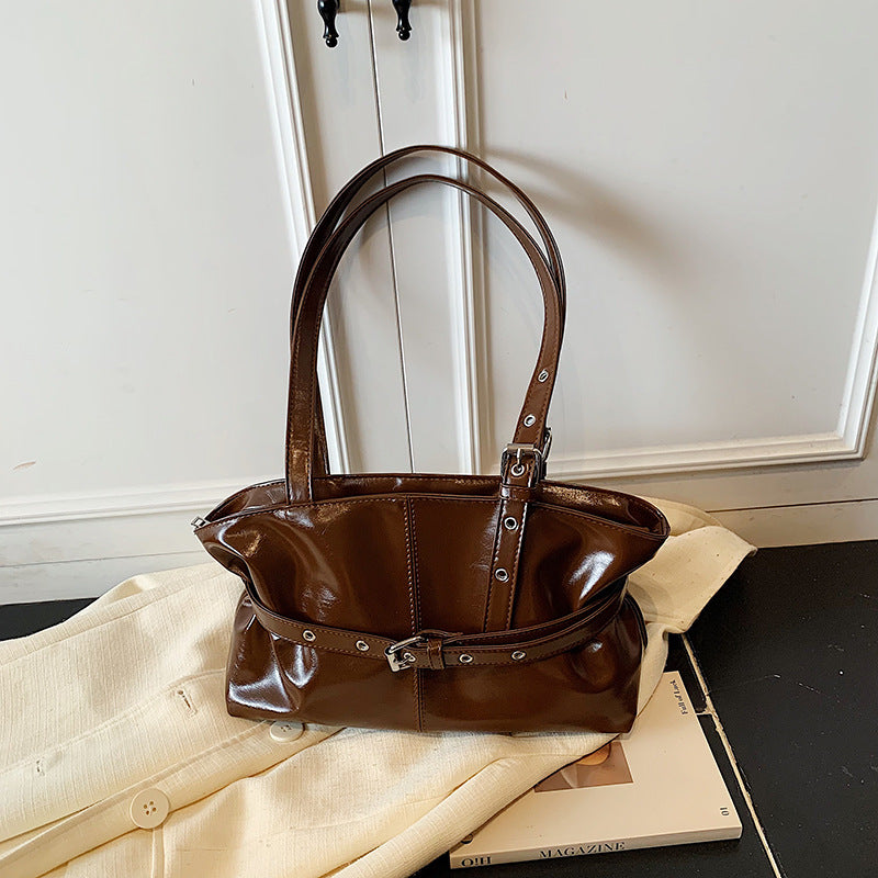 Oil-Waxed PU Leather Bucket Bag