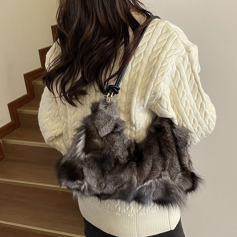 Luxury Fox Fur Plush Underarm Bag