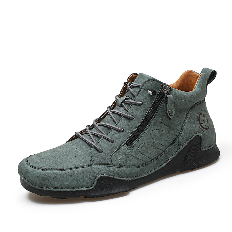Men's Casual Microfiber Leather Lace-Up Sneakers | Plus Size Athletic Shoes