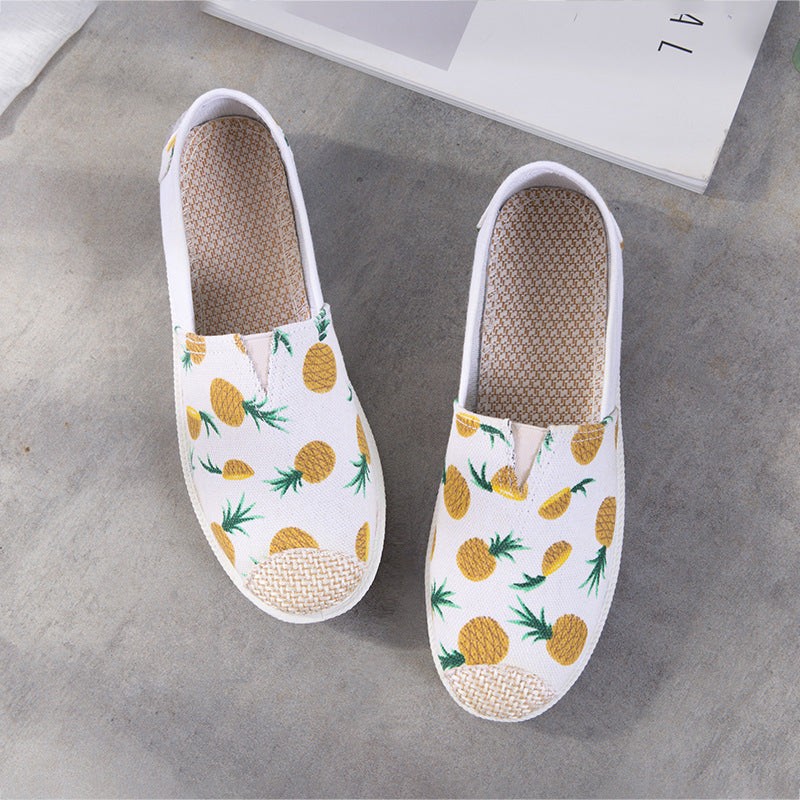 Women's Ethnic Print Canvas Slip-On Shoes | Lightweight Low-Top Flats