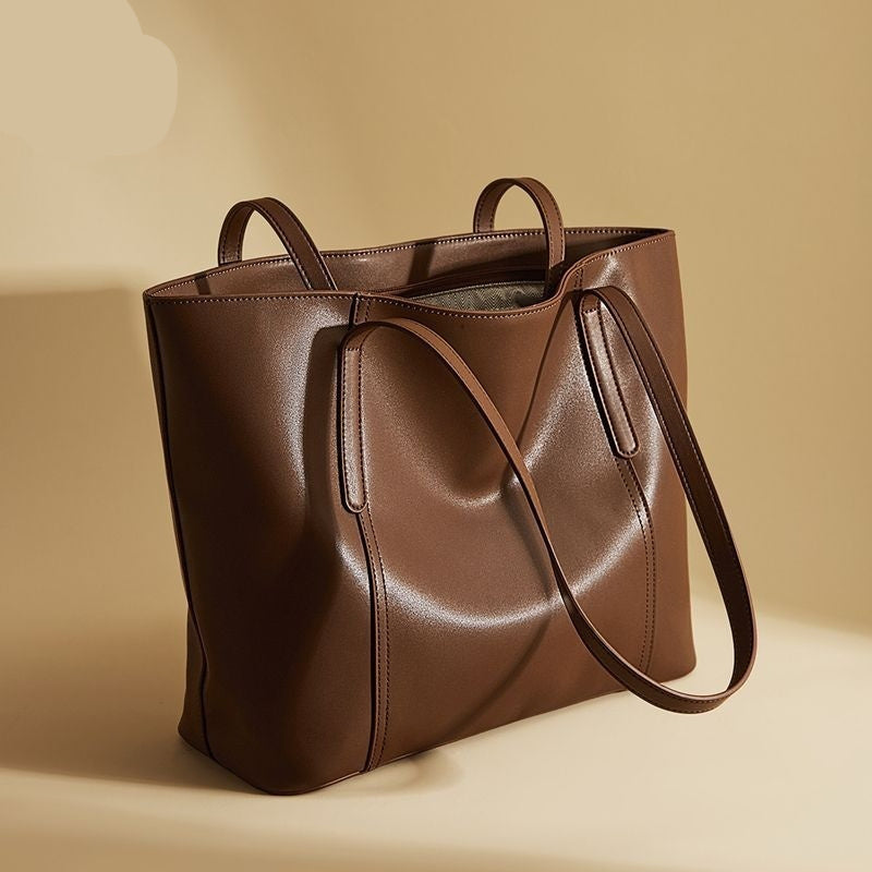Women's Luxury Large-Capacity Leather Shoulder Bag | Urban Minimalist Tote