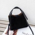 Women's Frosted Genuine Leather Bucket Bag | Crossbody Shoulder Bag