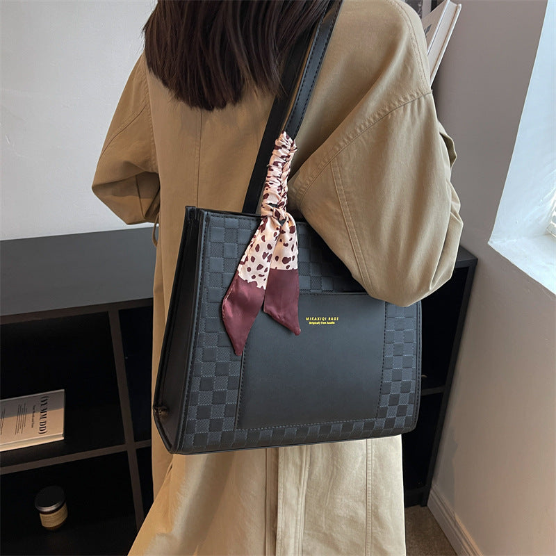 Women's Large Capacity PU Leather Shoulder Bag - Commuter Handbag with Double Straps