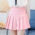 Pink Plaid Pleated Mini Skirt
