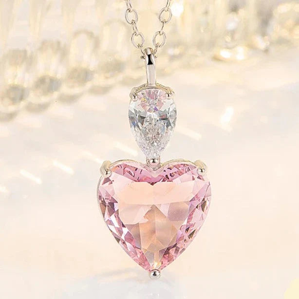 Pink Zircon Heart Necklace