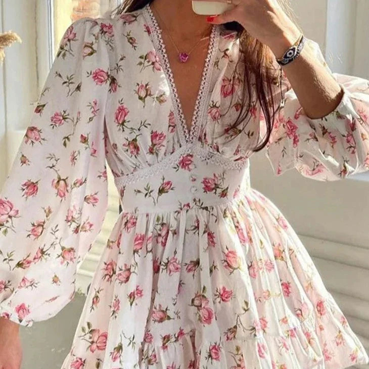 Floral Long Sleeve Mini Dress