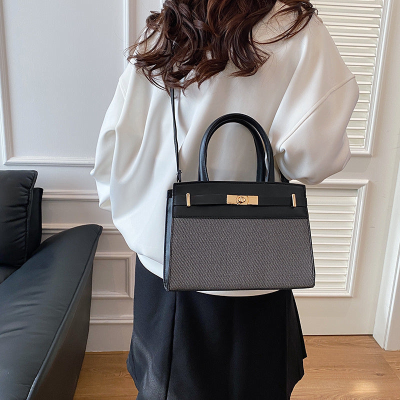 Women's Retro Color-Block Crossbody Bucket Bag – PU Leather Shoulder Bag