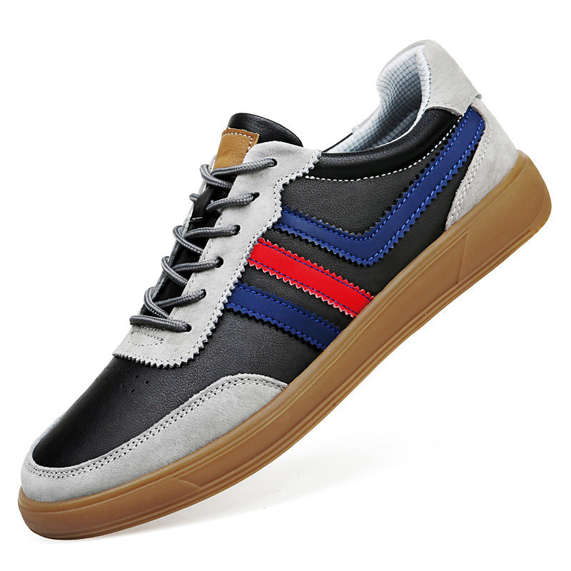 Men's Leather Height-Boosting Sneakers with Rubber Sole - Casual Elevator Shoes