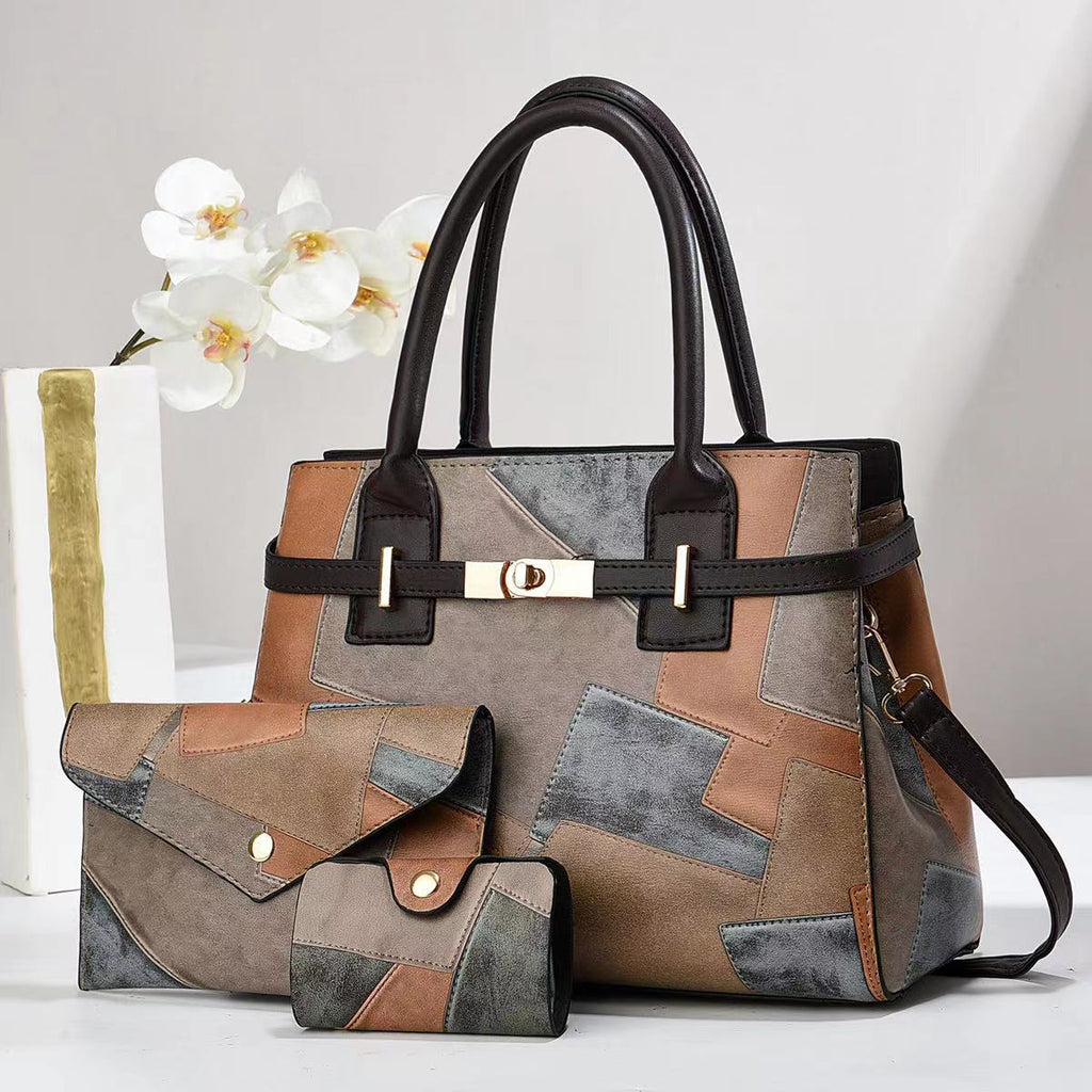 Large-Capacity Women's Crossbody Shoulder Bag – Three-Piece Set | PU Leather Commuter Bag