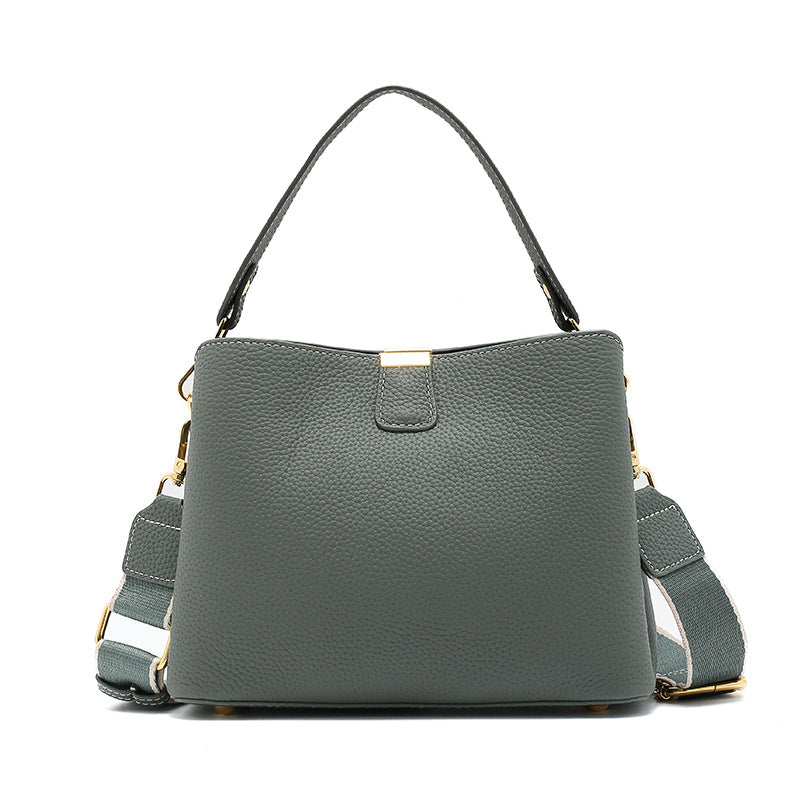 Women's Genuine Leather Bucket Tote Bag – Spacious Everyday Shoulder Bag
