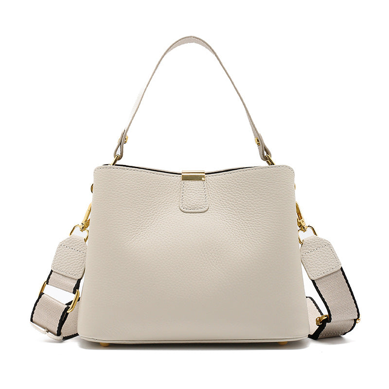 Women's Genuine Leather Bucket Tote Bag – Spacious Everyday Shoulder Bag