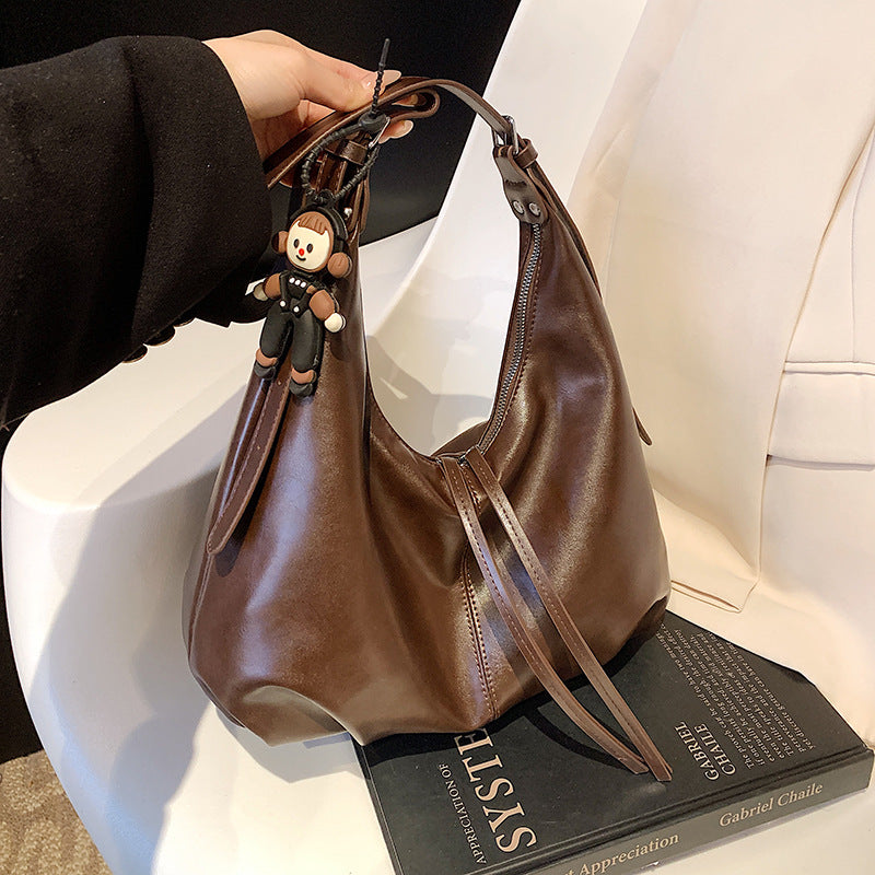Retro Korean-Style PU Leather Shoulder Bag