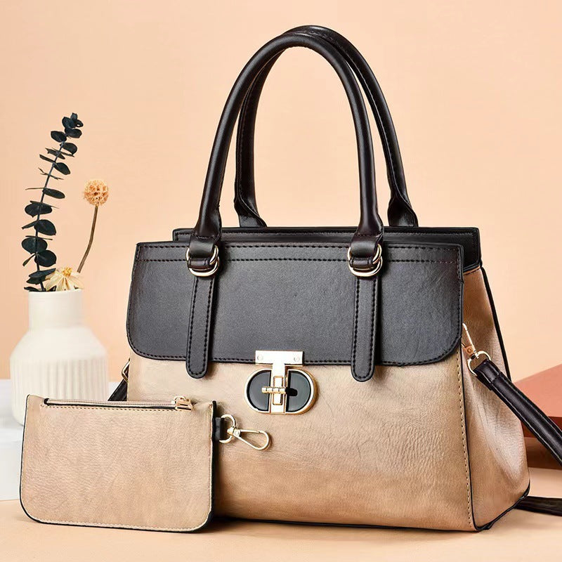 Women's Two-Piece PU Leather Shoulder Bag Set | Crossbody Handbag + Mini Coordinating Bag