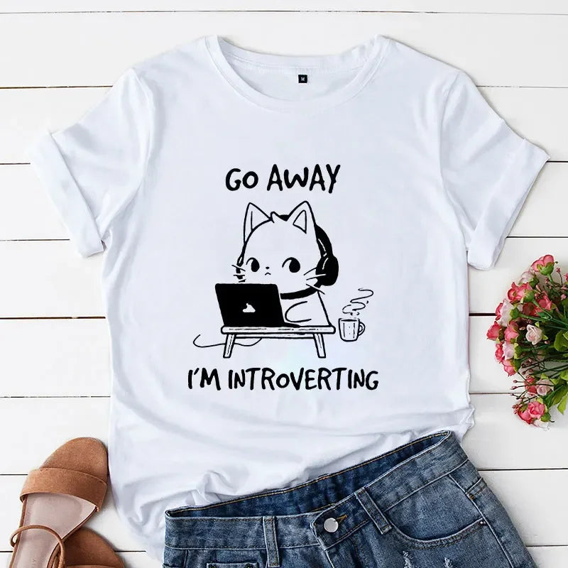 Go Away I'm Introverting Cat Graphic Tee