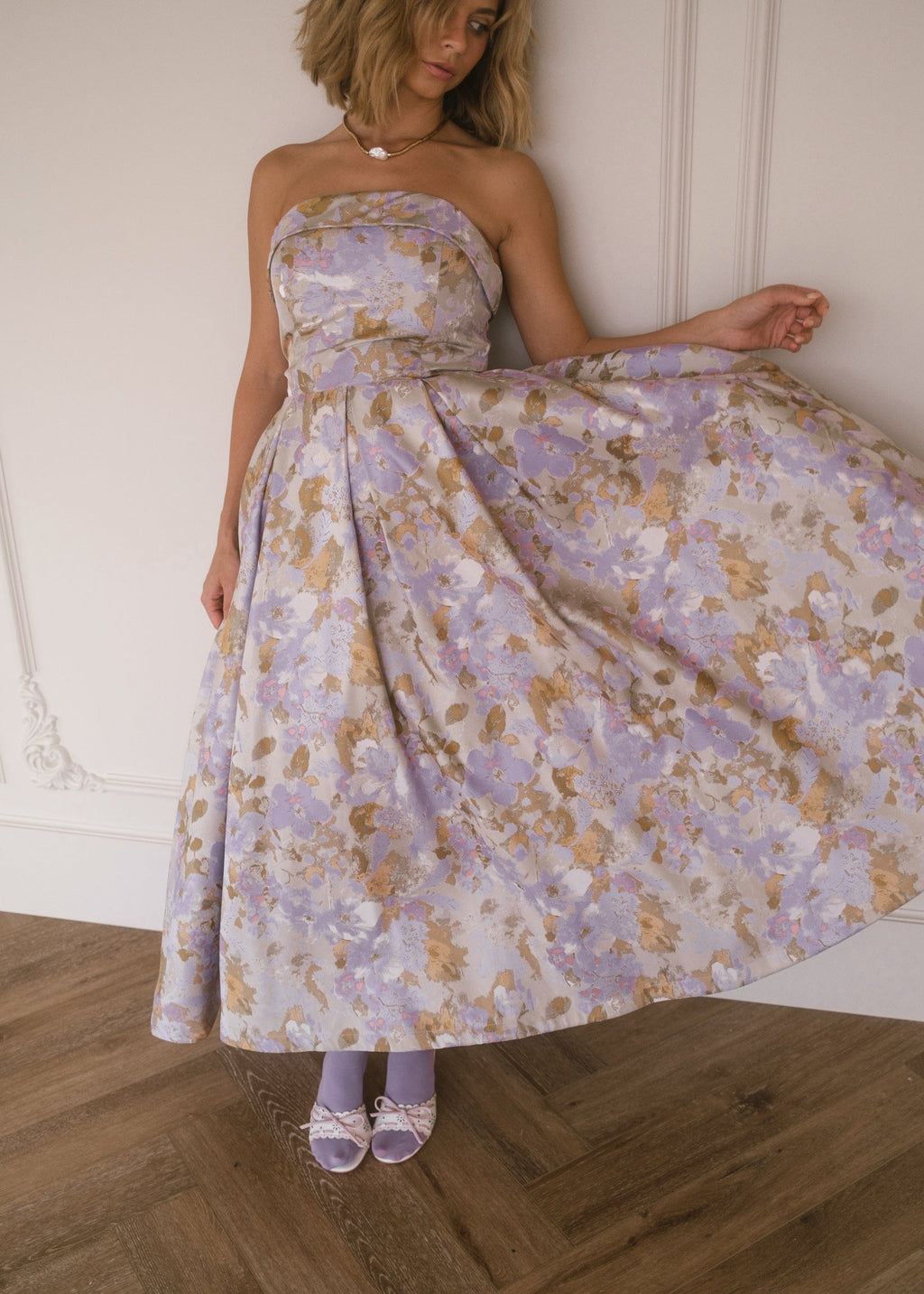 Anastelle Jacquard Midi Dress – Lilac