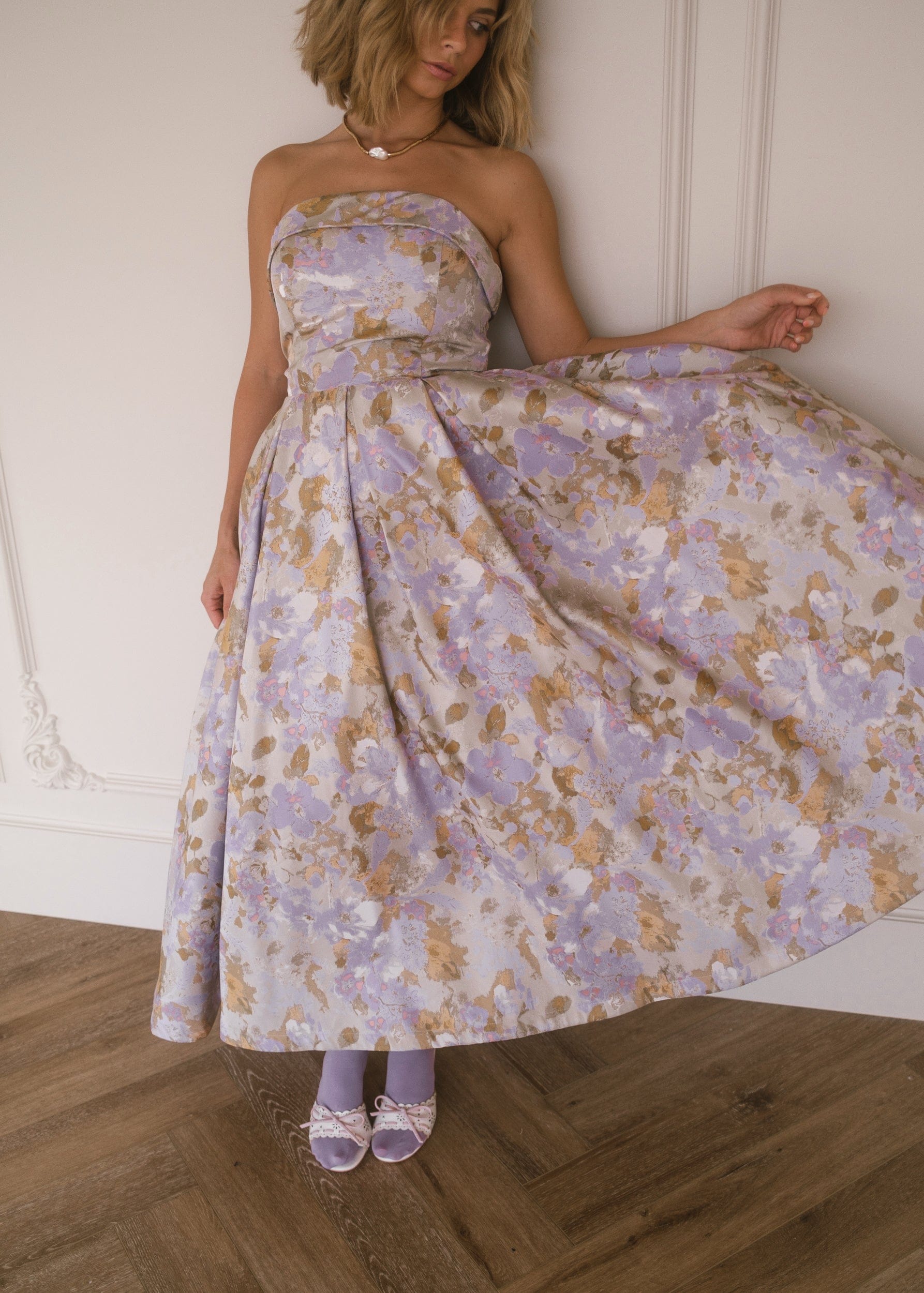 Anastelle Jacquard Midi Dress – Lilac