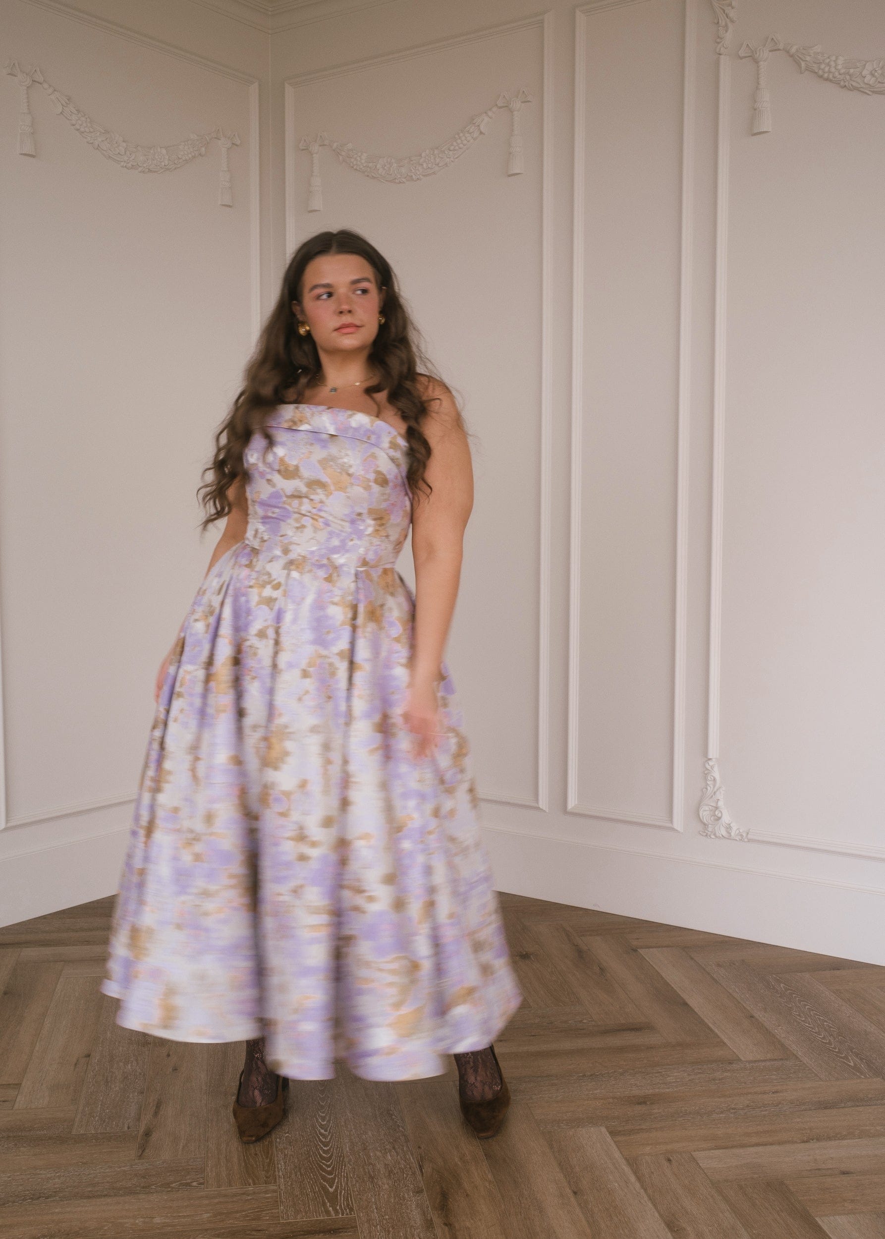 Anastelle Jacquard Midi Dress – Lilac