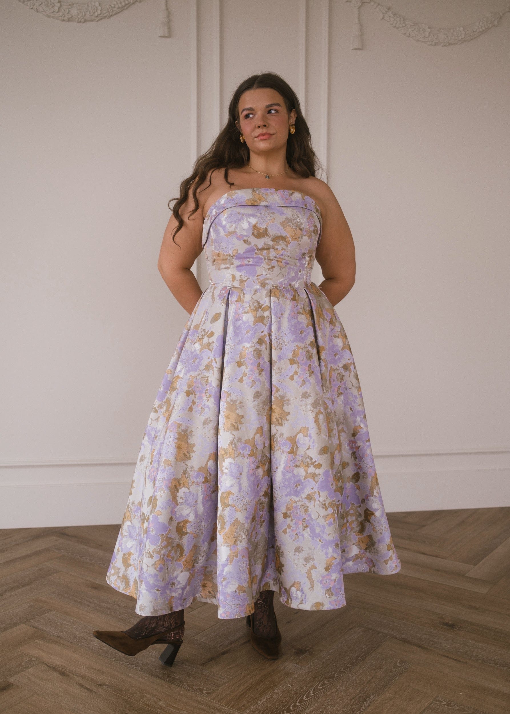 Anastelle Jacquard Midi Dress – Lilac
