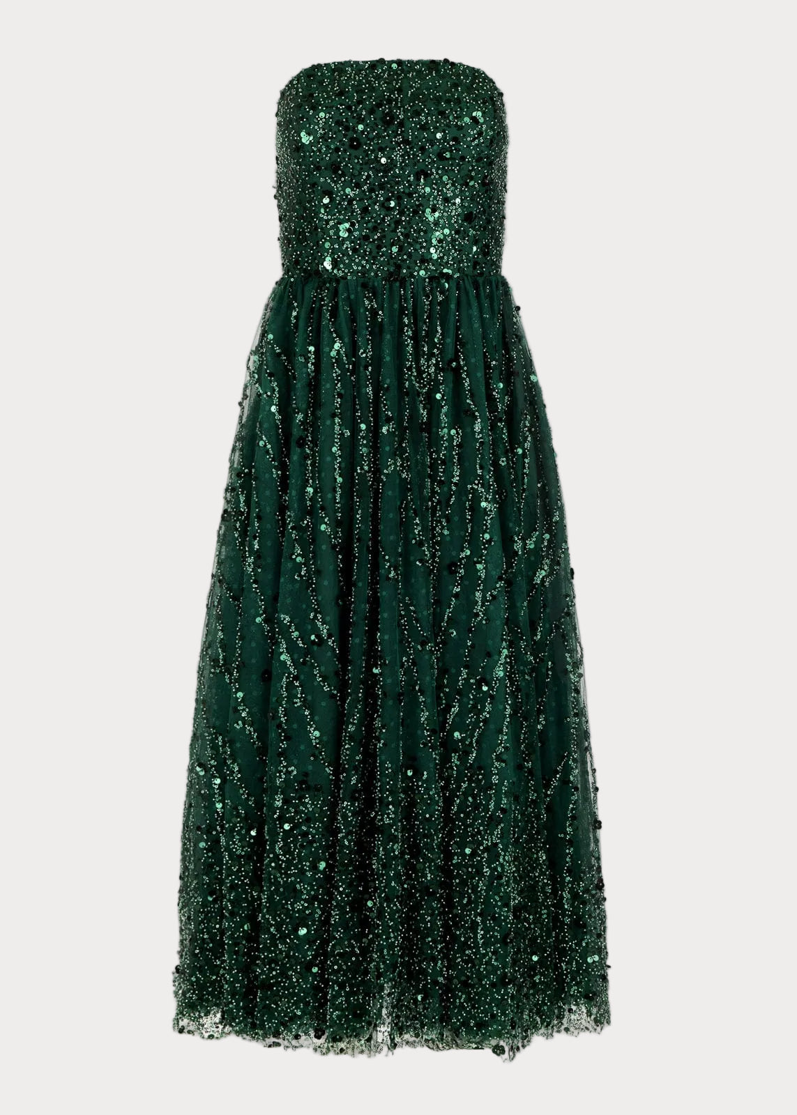 Elphie Sequin Corset Midi Dress – Green
