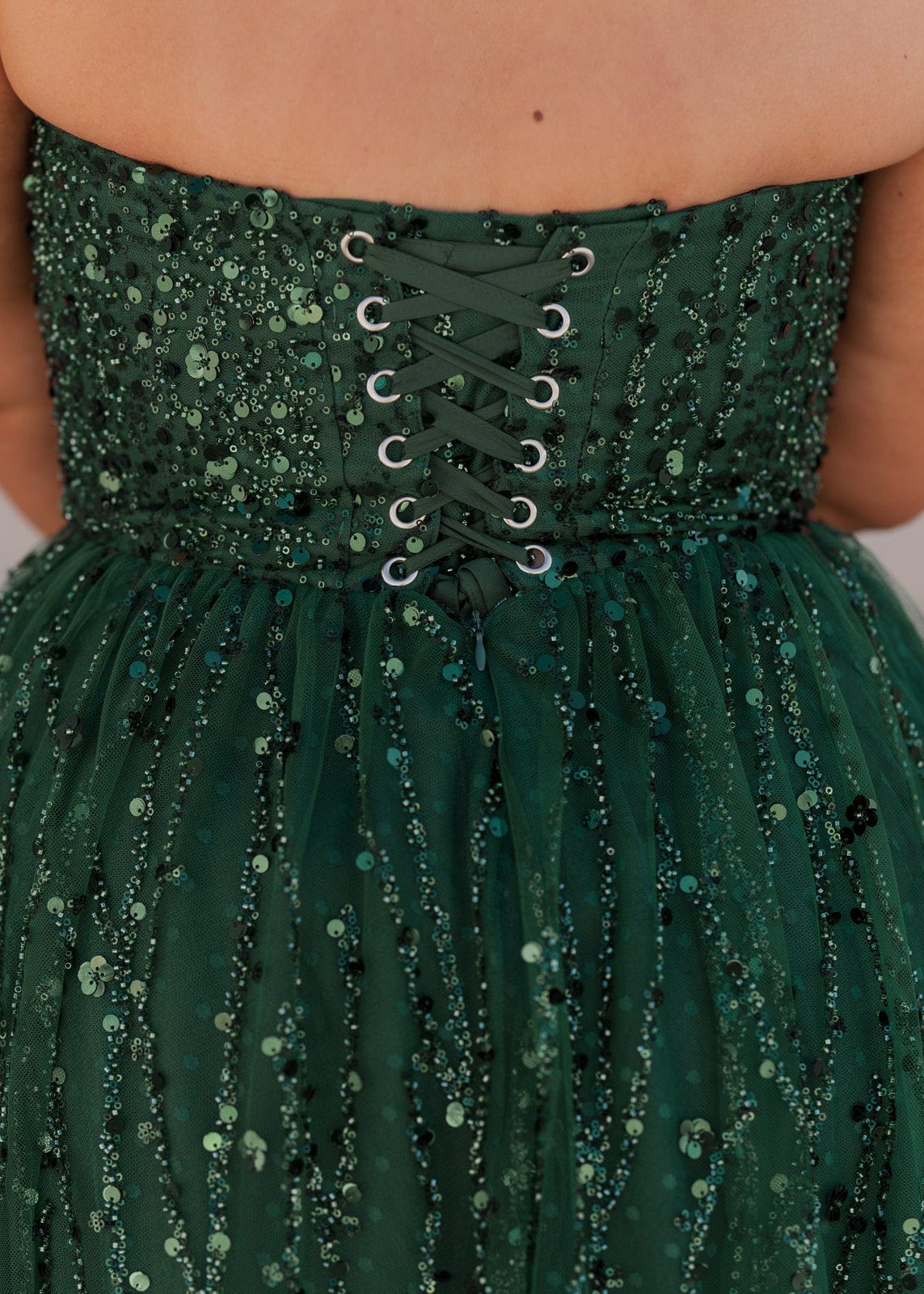 Elphie Sequin Corset Midi Dress – Green