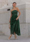 Elphie Sequin Corset Midi Dress – Green