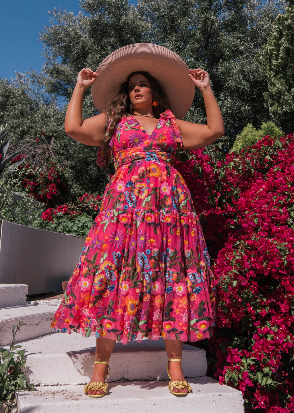 Hibiscus Midi Dress – Fuchsia Floral