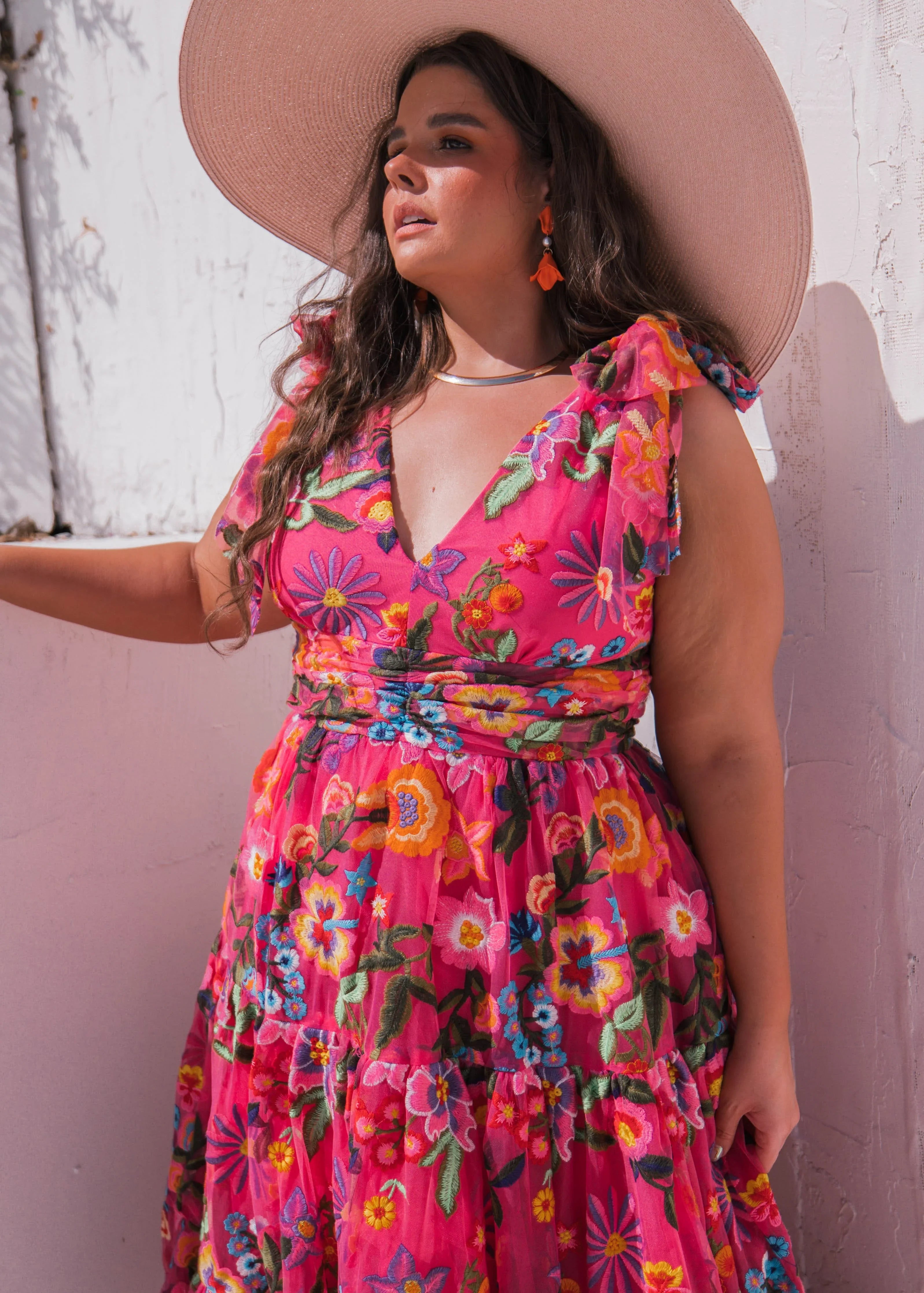 Hibiscus Midi Dress – Fuchsia Floral