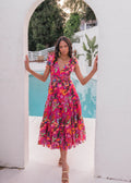 Hibiscus Midi Dress – Fuchsia Floral