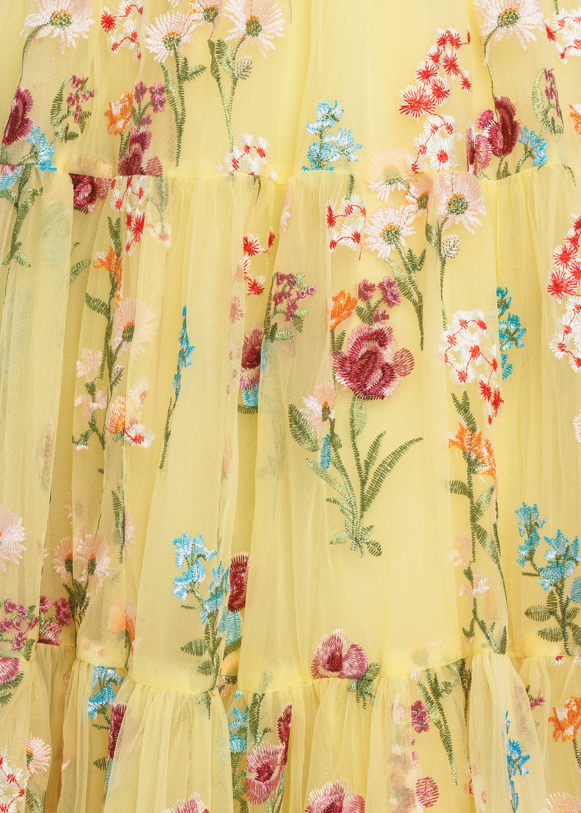 Margaret Floral Embroidered Midi Dress – Yellow Floral