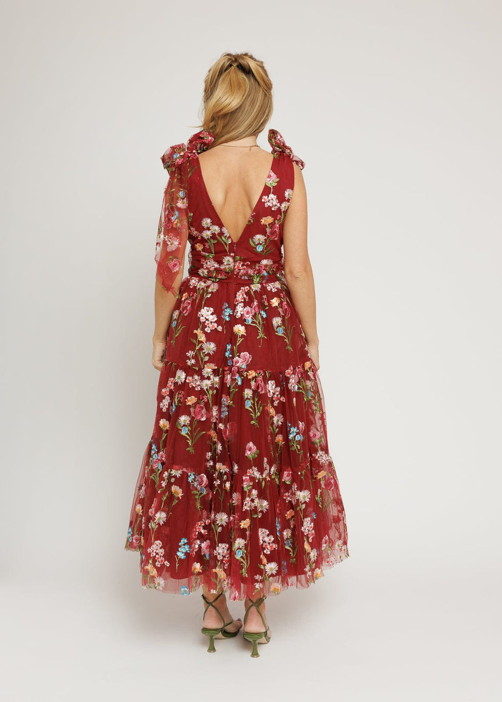 Margaret Floral Midi Dress – Red Dahlia