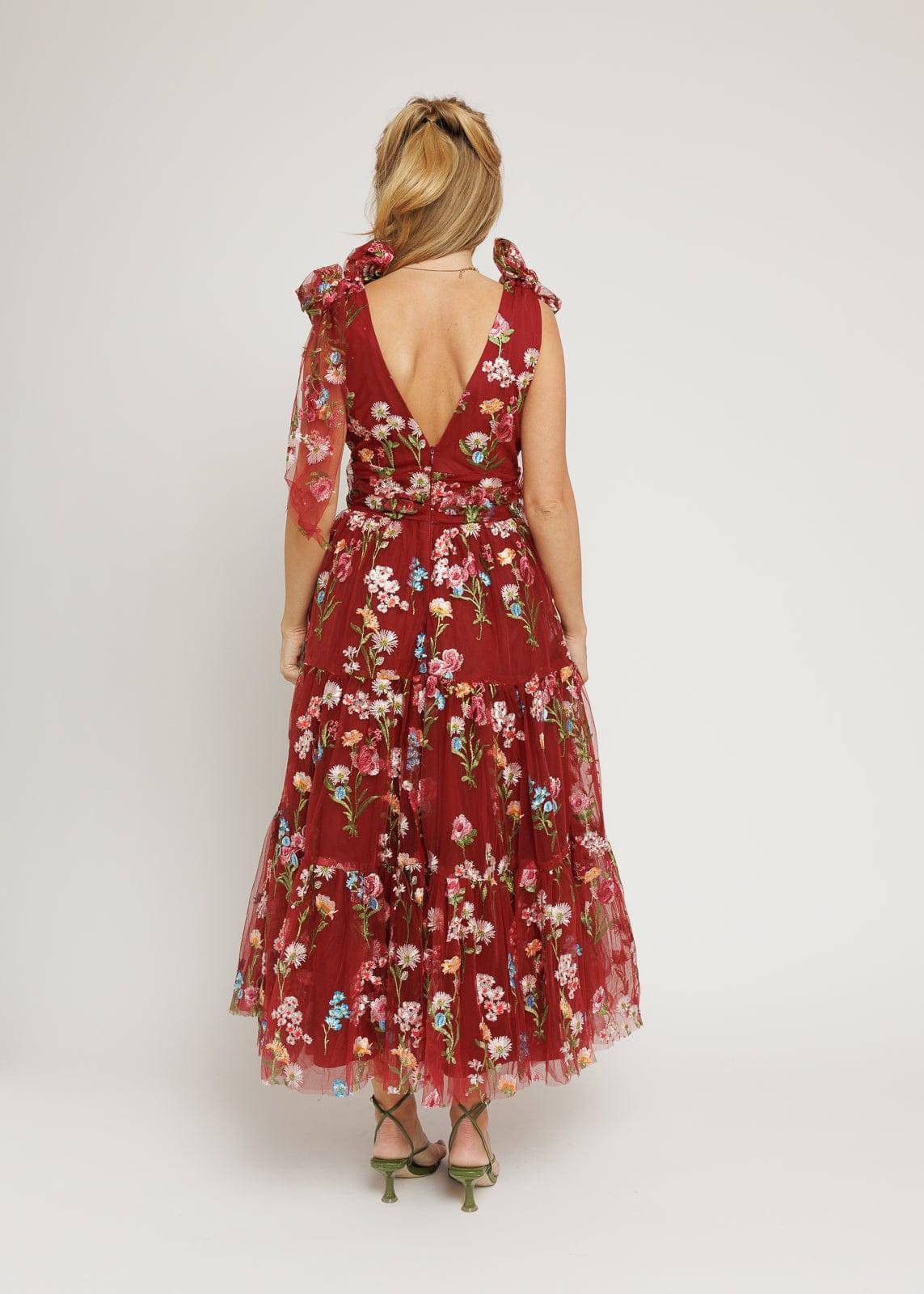 Margaret Floral Midi Dress – Red Dahlia