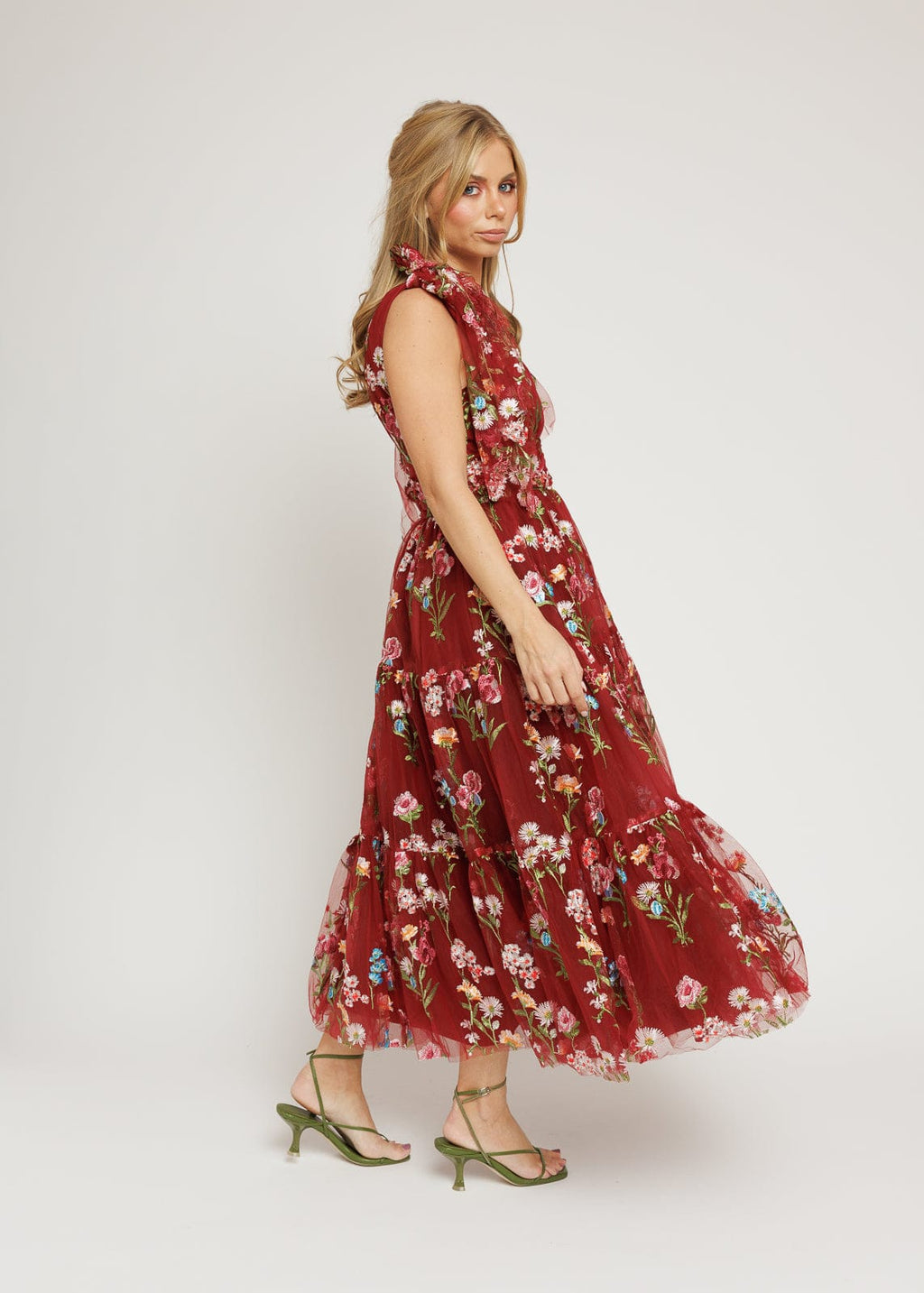 Margaret Floral Midi Dress – Red Dahlia