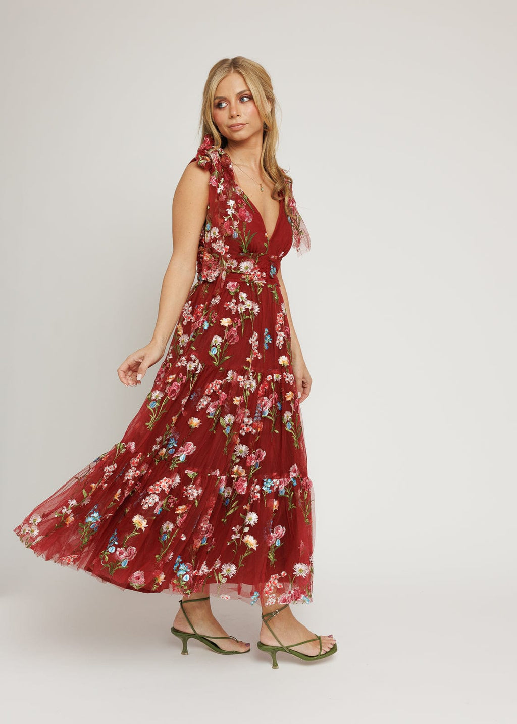 Margaret Floral Midi Dress – Red Dahlia