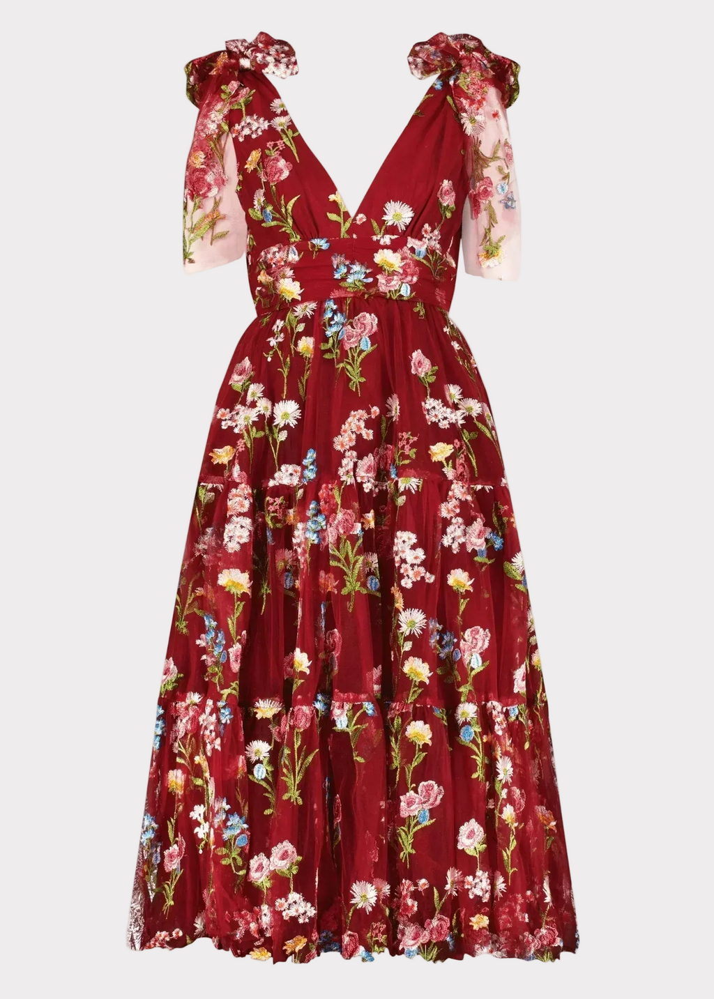 Margaret Floral Midi Dress – Red Dahlia