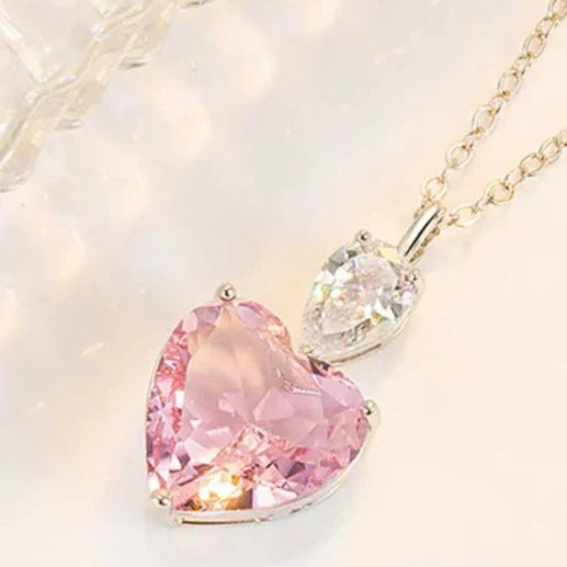 Pink Zircon Heart Necklace