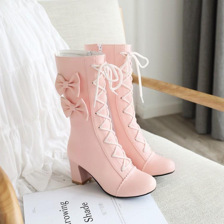 Lace-Up Bow Boots