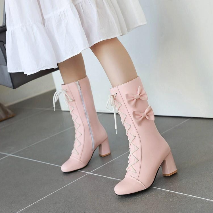 Lace-Up Bow Boots